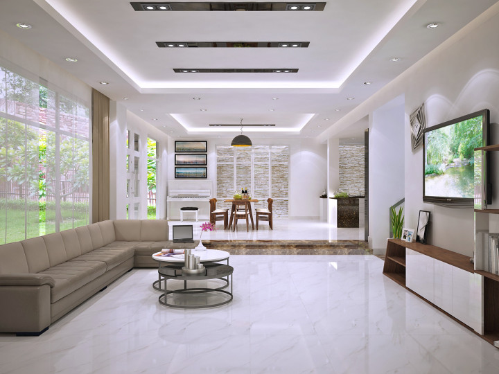 phòng khách sau khi dịch vụ vệ sinh bàn giao