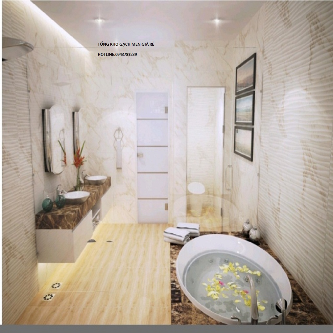 gạch 30x30 rẻ đẹp phong cách mới gạch trắng vân khói chìm tôn lên nhà vệ sinh cực đẹp