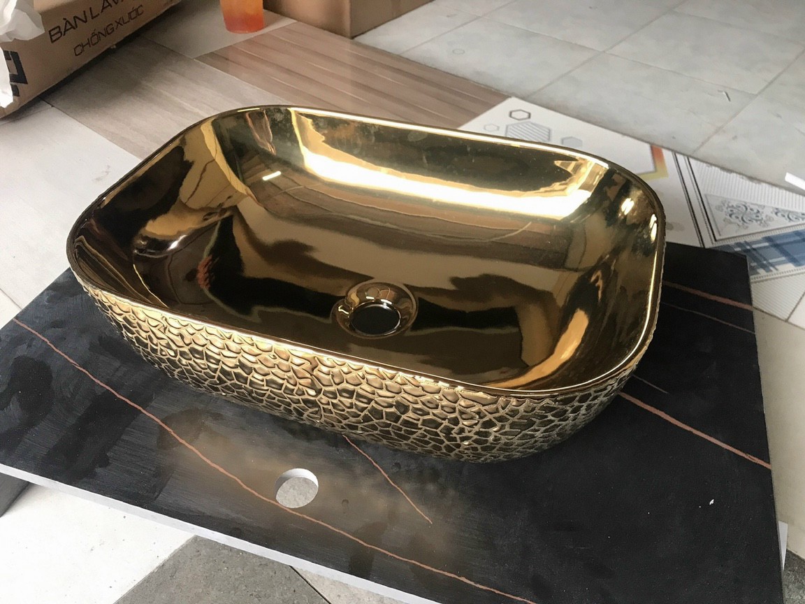 lavabo vuông vàng óng giá sĩ